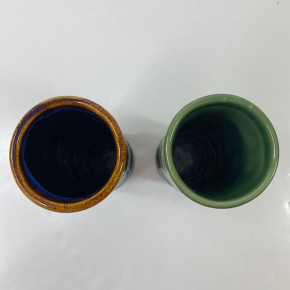 Libbey Ceramic Set 2 Tiki Tall Volcano Drip Bamboo Style Cocktail Tumbler Black - Picture 4 of 13